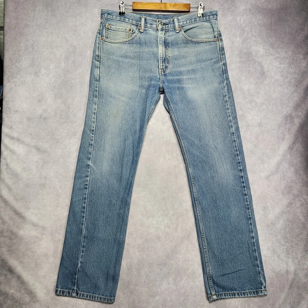 Levis 505 Regular Fit‎ Straight Leg Mens Blue Jeans 34x32 Medium Wash Cotton